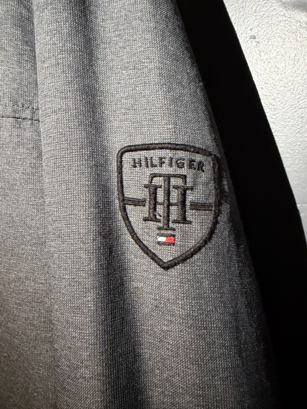 Tommy Hilfiger Charcoal Gray Hooded Varsity Bomber Jacket - Picture 3 of 4